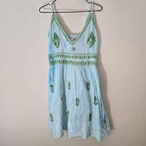 Gretchen Scott Blue Embroidered Dress Sz S Cotton Comfy Casual